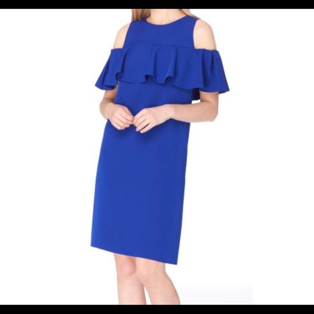 Tahari Royal Blue Cold Shoulder Sheath Dress